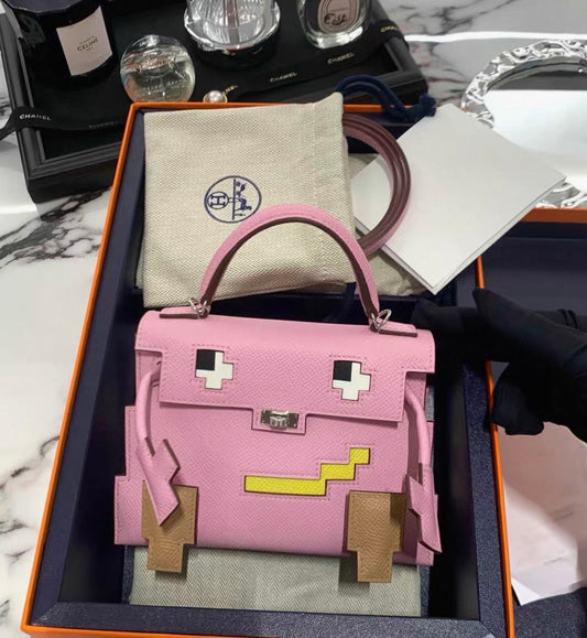 Hermès Kelly Doll "Picto" Quelle Idole Mauve Sylvestre, Lime, Nata & Chai Epsom Palladium Hardware