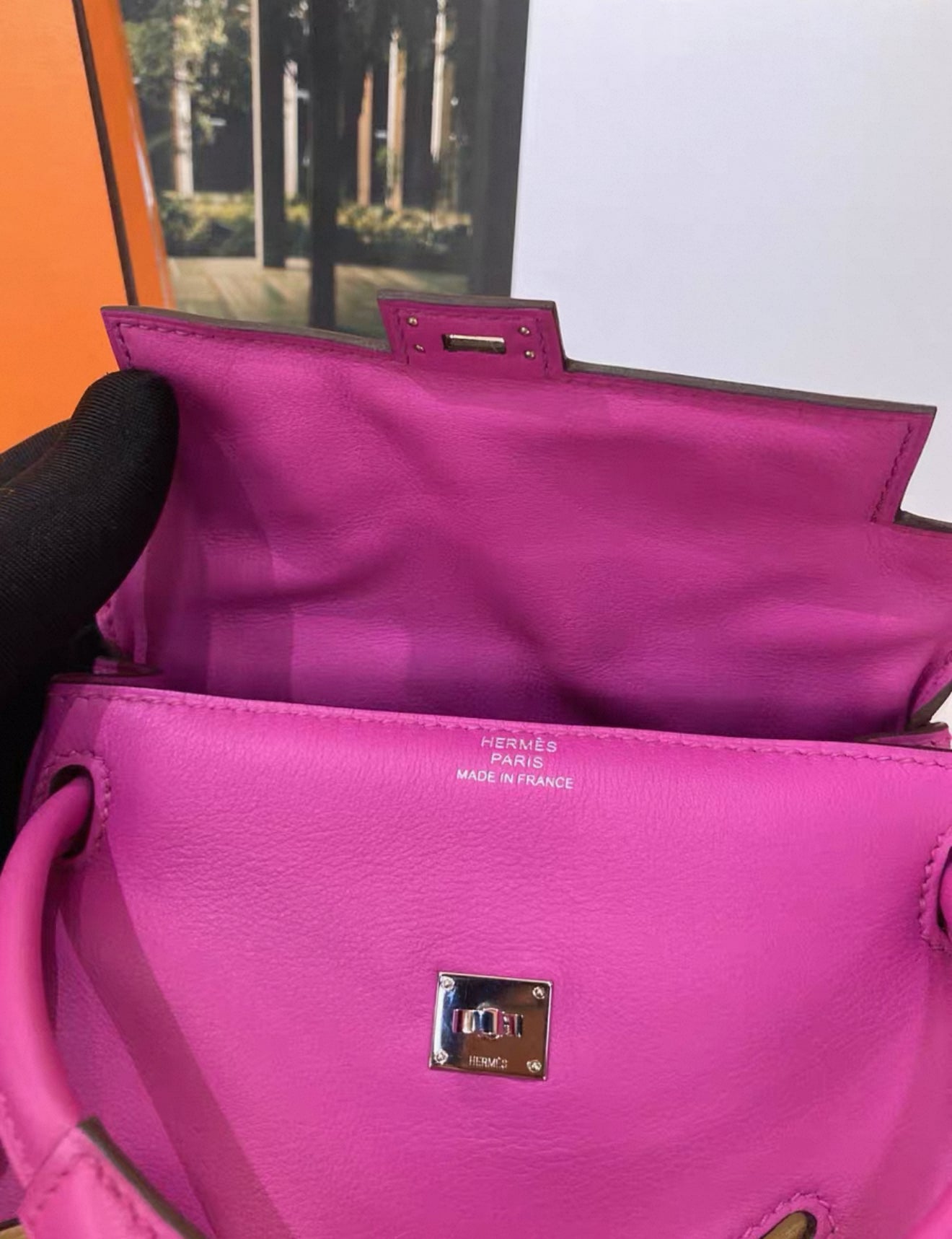 HERMÈS Limited Edition Kelly Doll Biscuit (4B) Magnolia (9I) Swift Palladium Hardware