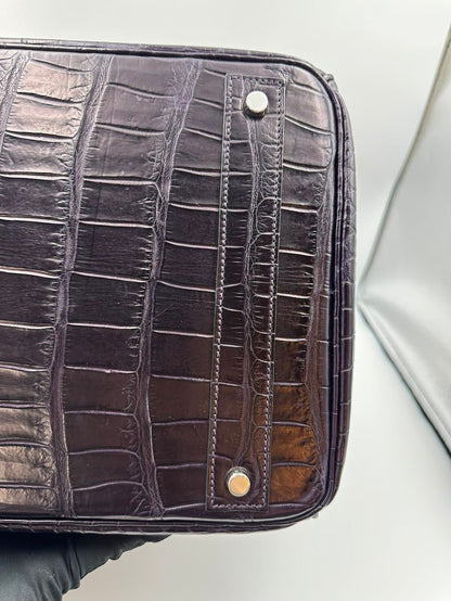 Hermes Birkin HAC 40 Prunoir Matte Crocodile leather palladium hardware