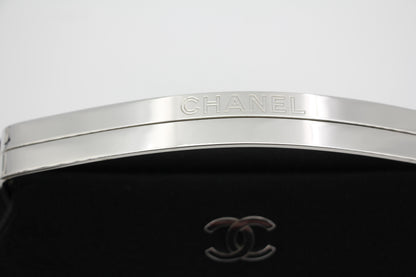 Chanel vintage black clutch with silver hardware handle