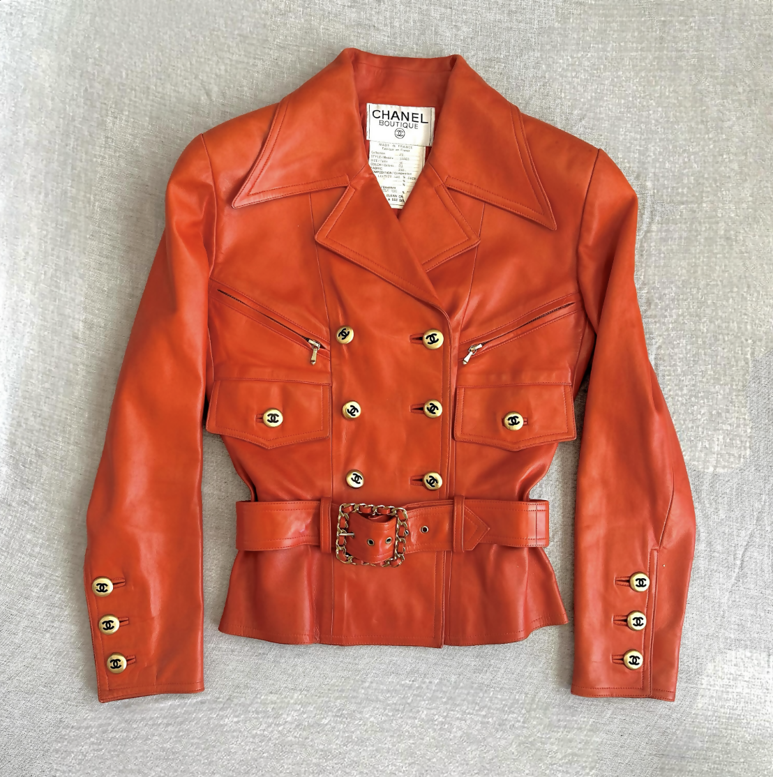 Chanel Pre-Fall 1992 Runway Belted Calfskin Jacket