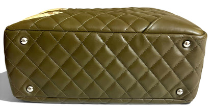 Chanel 2005 Large Ligne Cambon Hunter Green Python CC Bowler Bag Tote