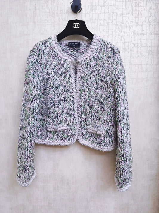 Chanel 25B floral buckle sequined mixed-color woven jacket