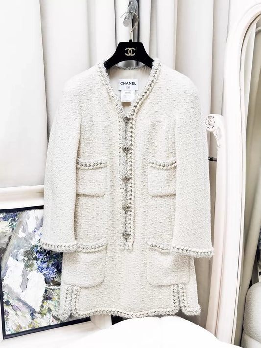 Chanel 11A ecru tweed dress