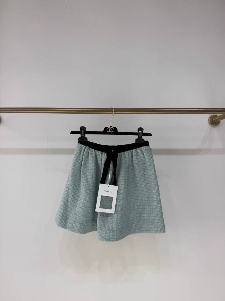 Chanel 22B Blue Velvet Skirt