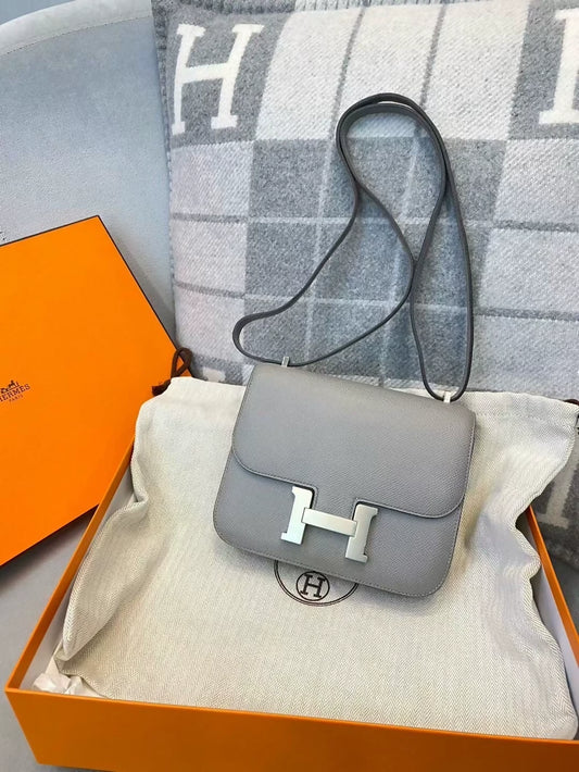 Hermes Mini Constance Grey Epsom Leather palladium hardware