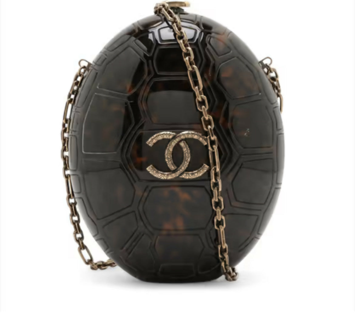 Chanel 2016 Resin Chain Coco Mark Brown Shoulder Bag with Gold Hardware