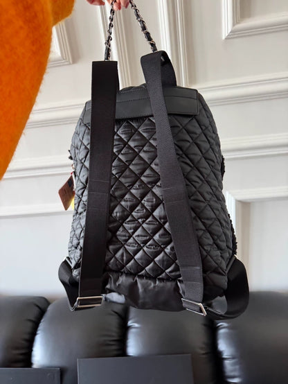 Chanel 2018 backpack in patchwork nylon and lambswool