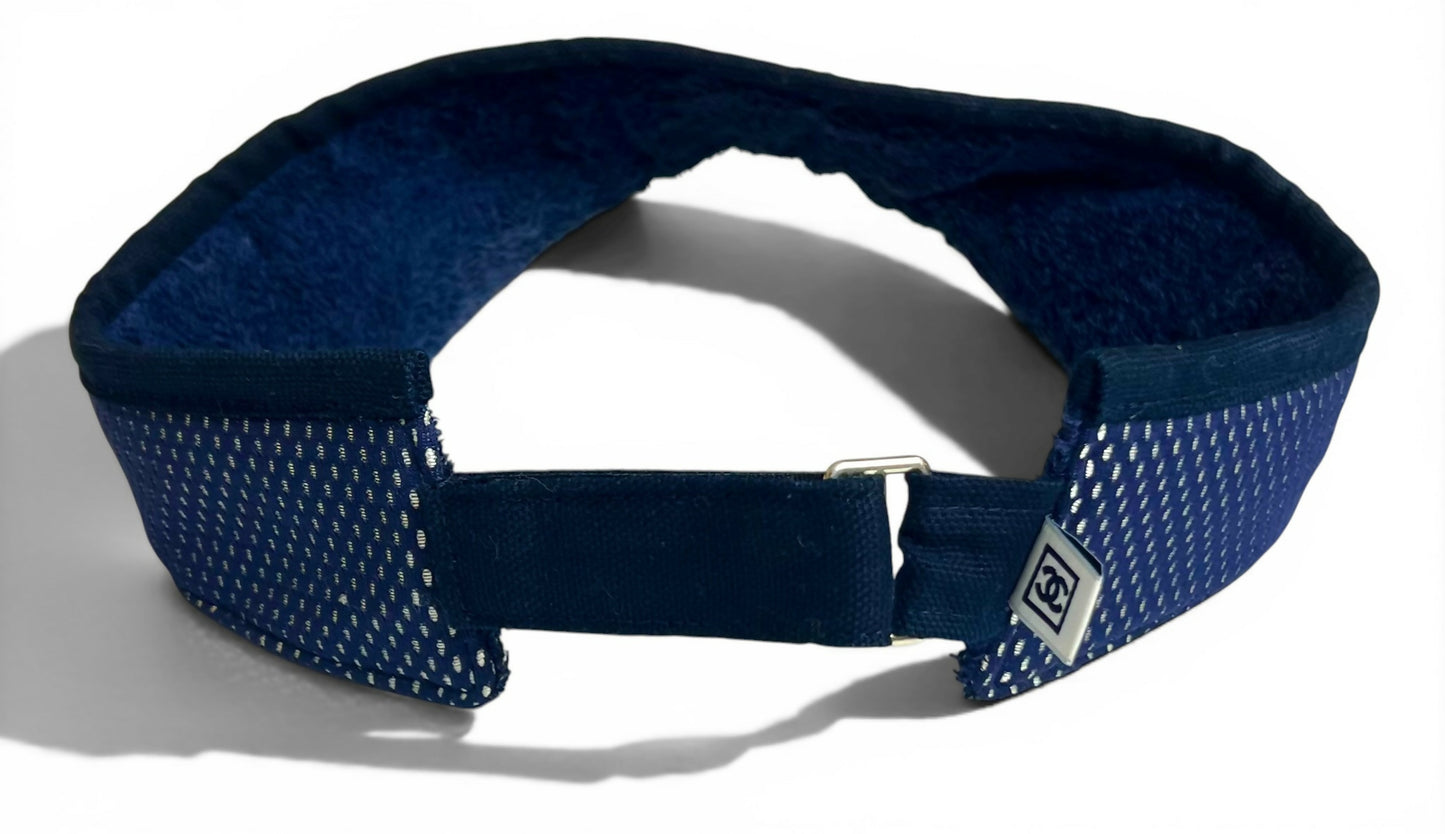Chanel 2003 Navy Blue Terry CC Logo Sport Tennis Sun Visor Hat Cap