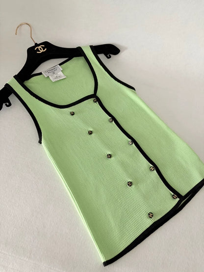 Chanel 95P Green Knit Vest