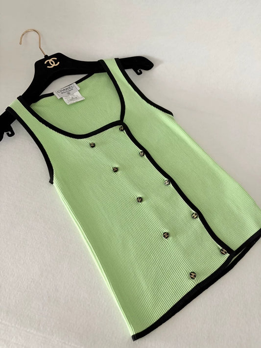 Chanel 95P Green Knit Vest