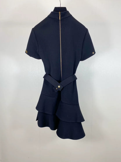 Louis Vuitton black ruffled belt dress