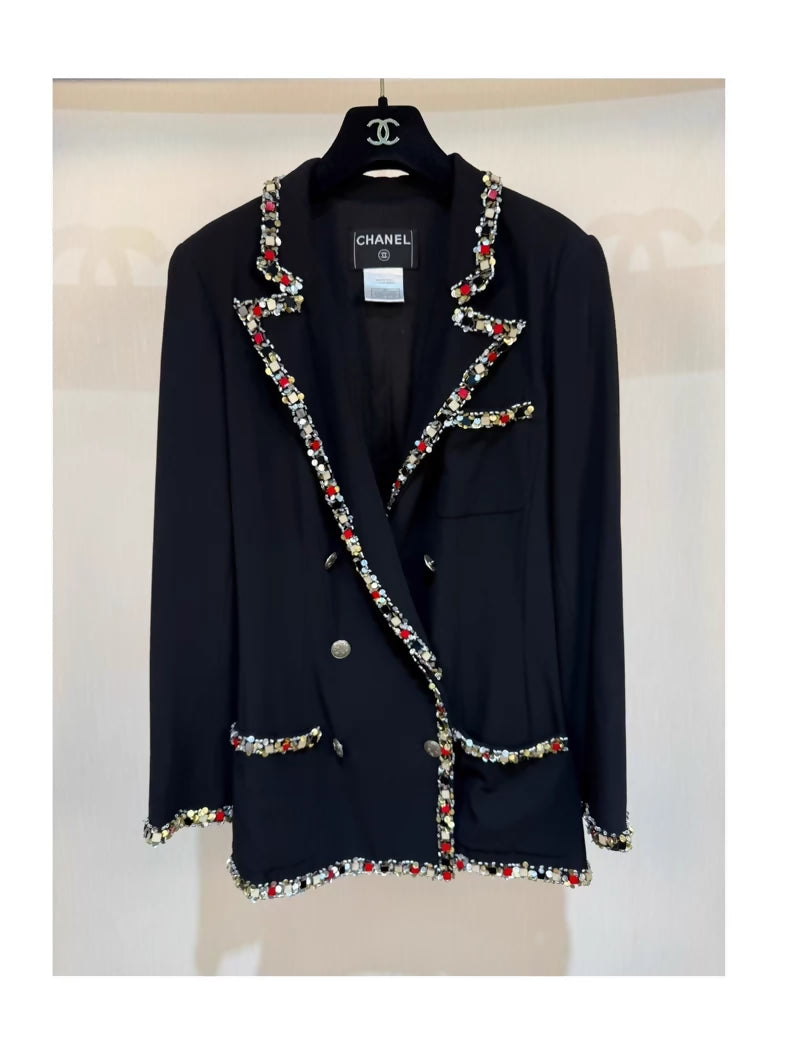 Chanel 05C black & sequined trim jacket