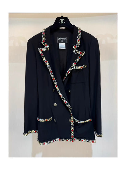 Chanel 05C black & sequined trim jacket