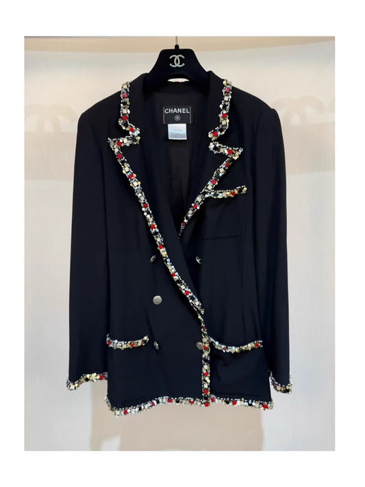 Chanel 05C black & sequined trim jacket