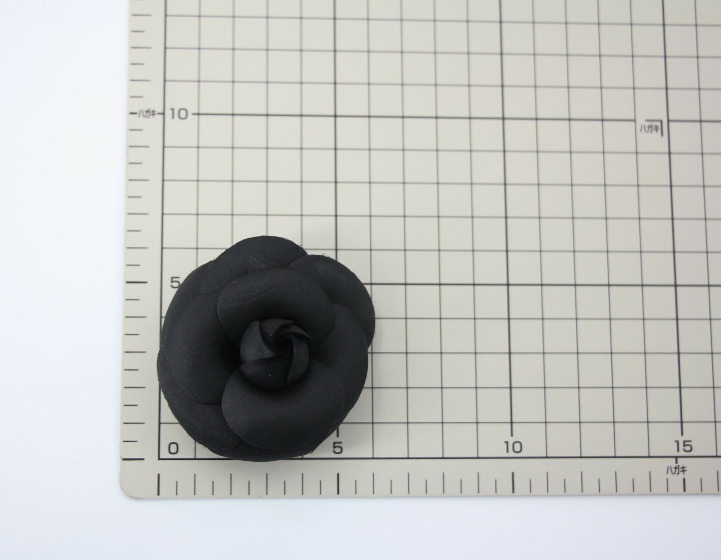 Chanel Vintage 81-85 Silk Black Camellia Brooch