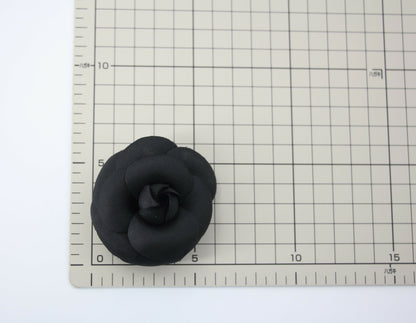 Chanel Vintage 81-85 Silk Black Camellia Brooch