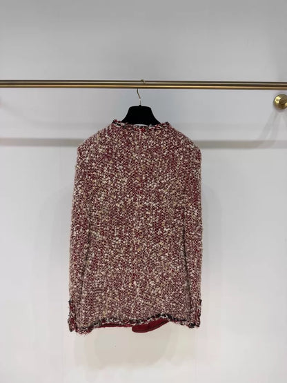 Chanel Dallas Red Tweed Beaded Cardigan