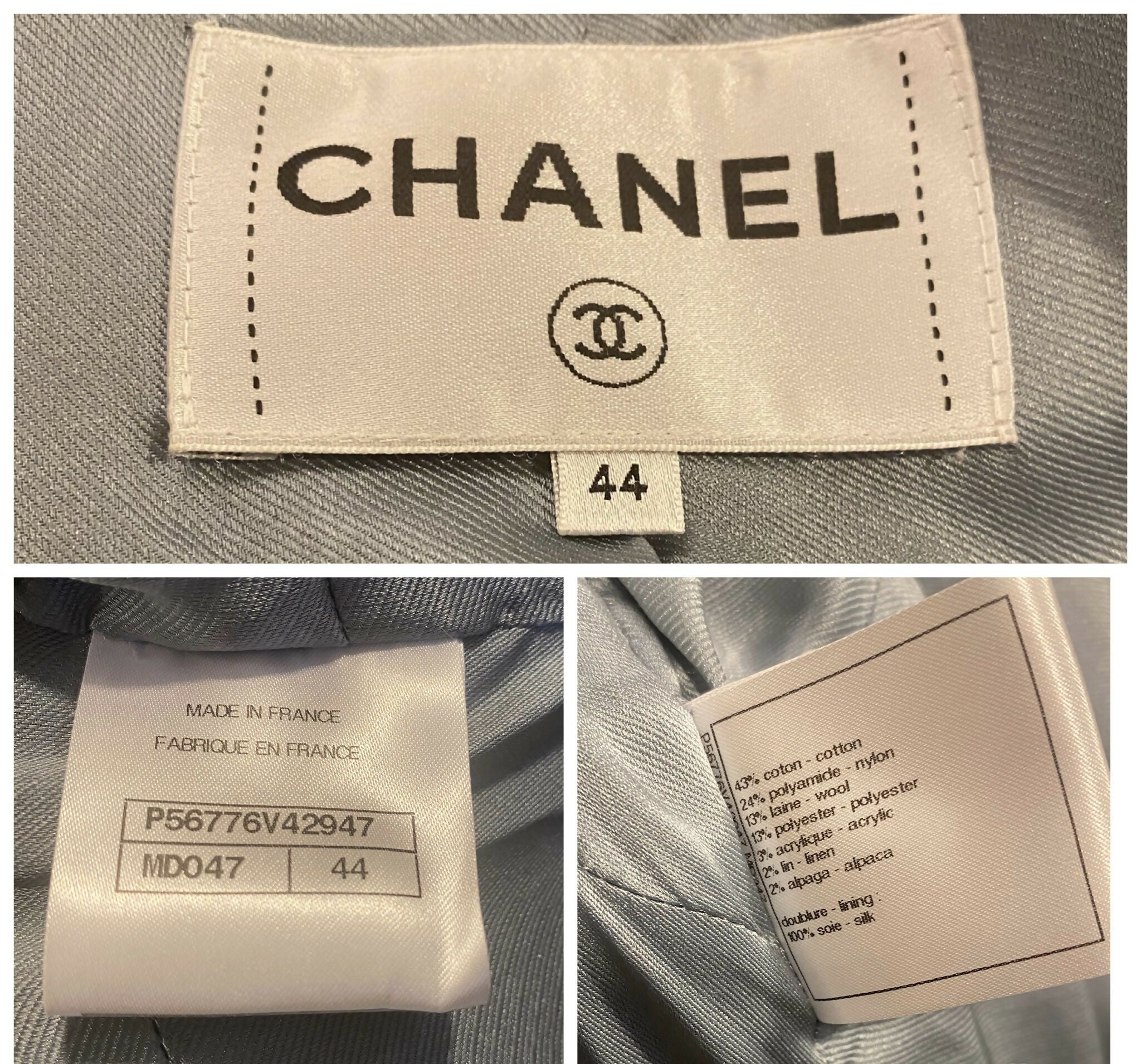 CHANEL カメリア柄 ノースリーブ Chanel 17A Paris-Cosmopolite Blue Fantasy Tweed Fringe Jacket FR