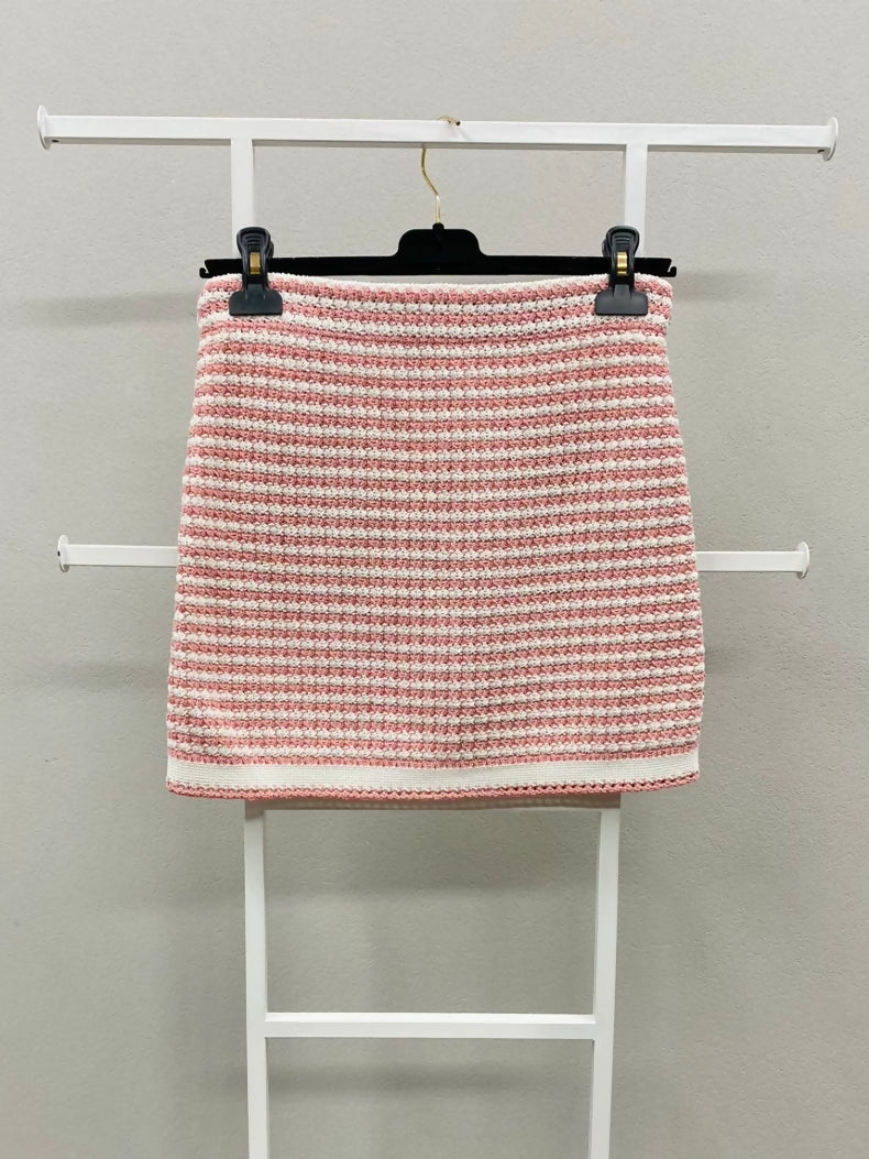 Chanel 22P pink & white skirt