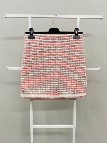 Chanel 22P pink & white skirt