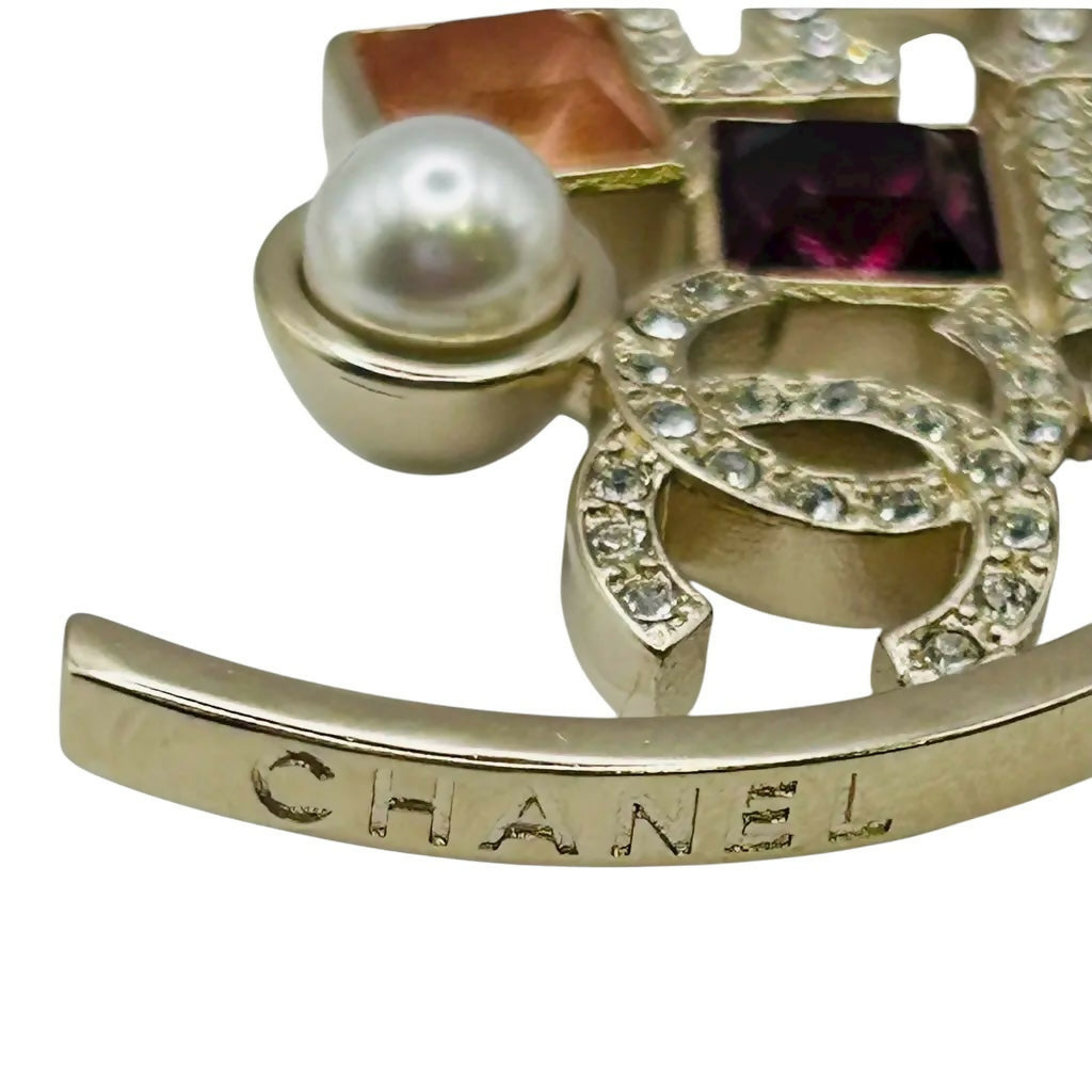 Chanel 2023 Multicolor Gold N 5 Timeless Large Hoop Earrings