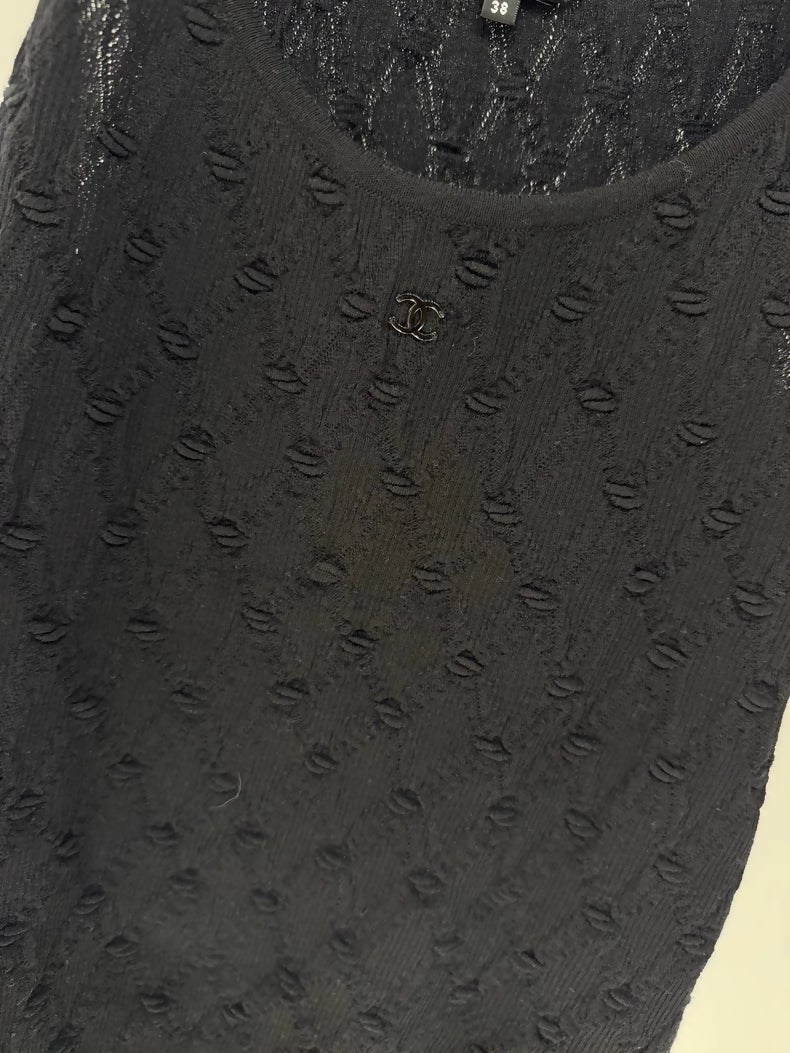 Chanel 24S Black Quilted Top