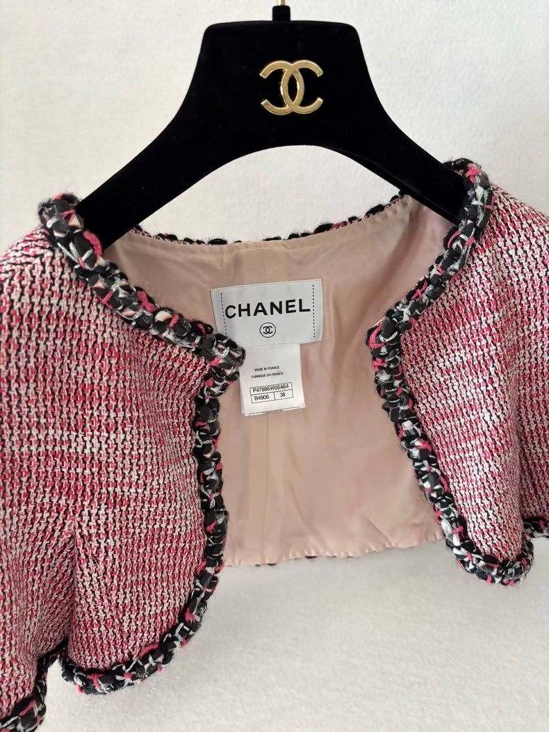 Chanel 14S Pink Tweed Cardigan