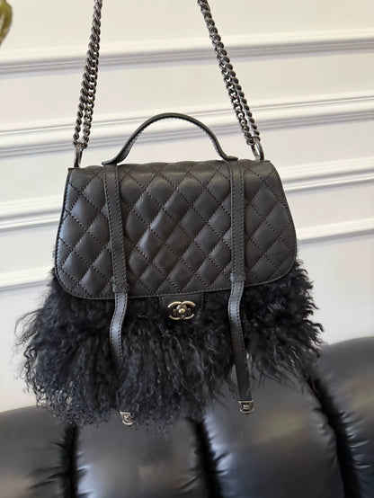 Chanel 2014 Dallas double bag in lambswool limited edition
