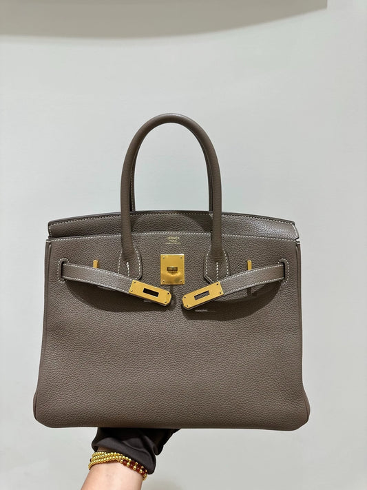 Hermes Birkin 30 Etoupe Togo Leather gold hardware