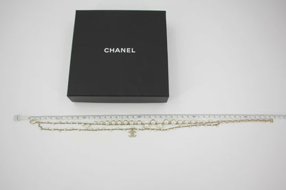 Chanel 18S Imitation Pearl & Woven Chain CC Necklace