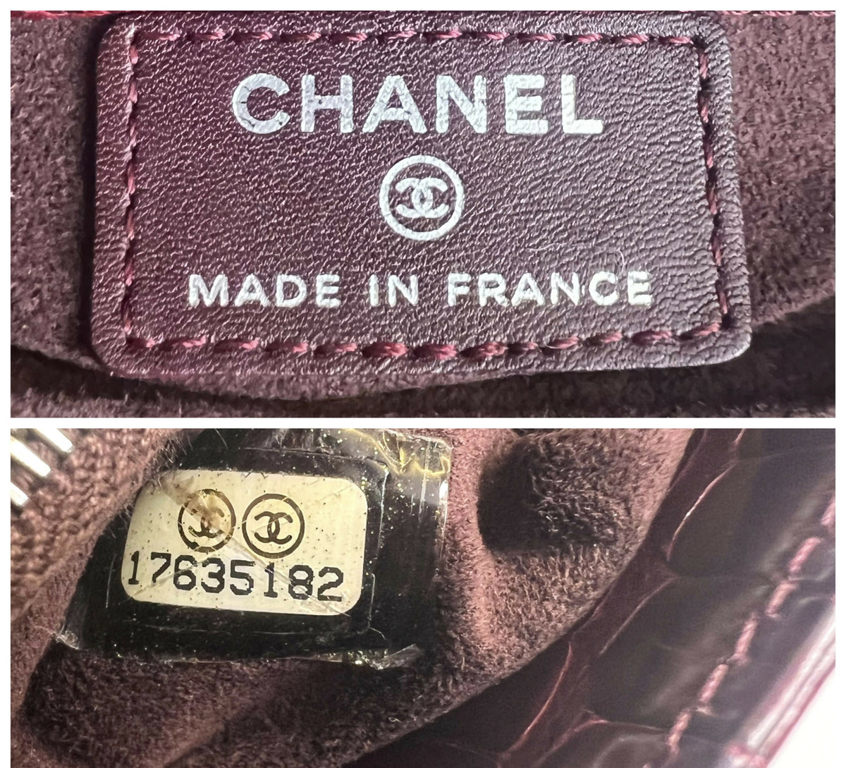 Rare Chanel Burgundy Crocodile Chain Holder Pouch Mini Clutch Bag
