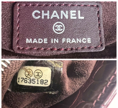 Rare Chanel Burgundy Crocodile Chain Holder Pouch Mini Clutch Bag