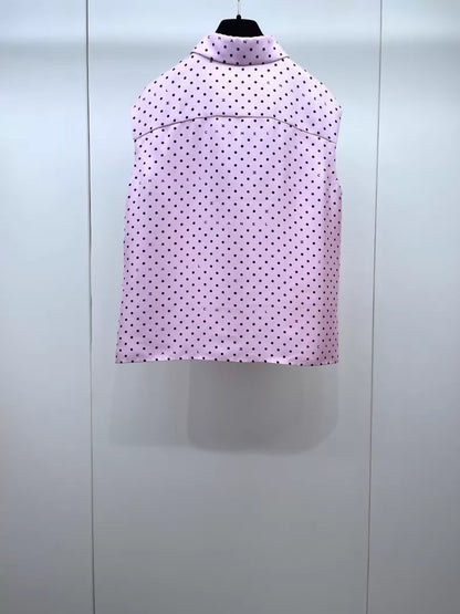 Chanel 24P Pink Polka Dot Silk Shirt