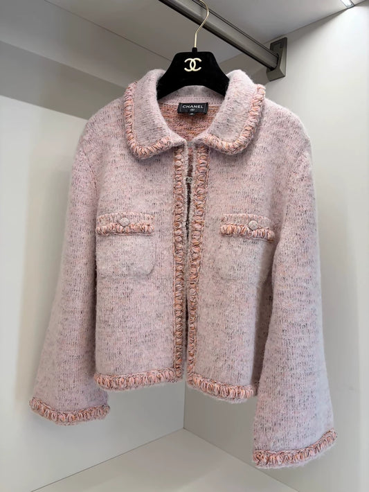 Chanel 25B Pink-Orange Cashmere Cardigan