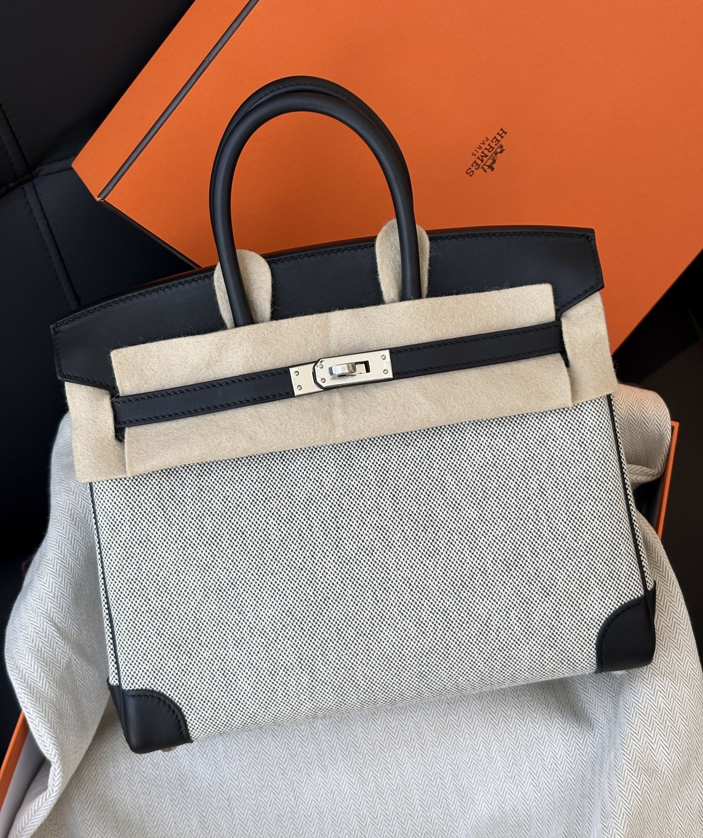 Hermès Birkin 25 Toile (Panda Black/White) with Palladium Hardware