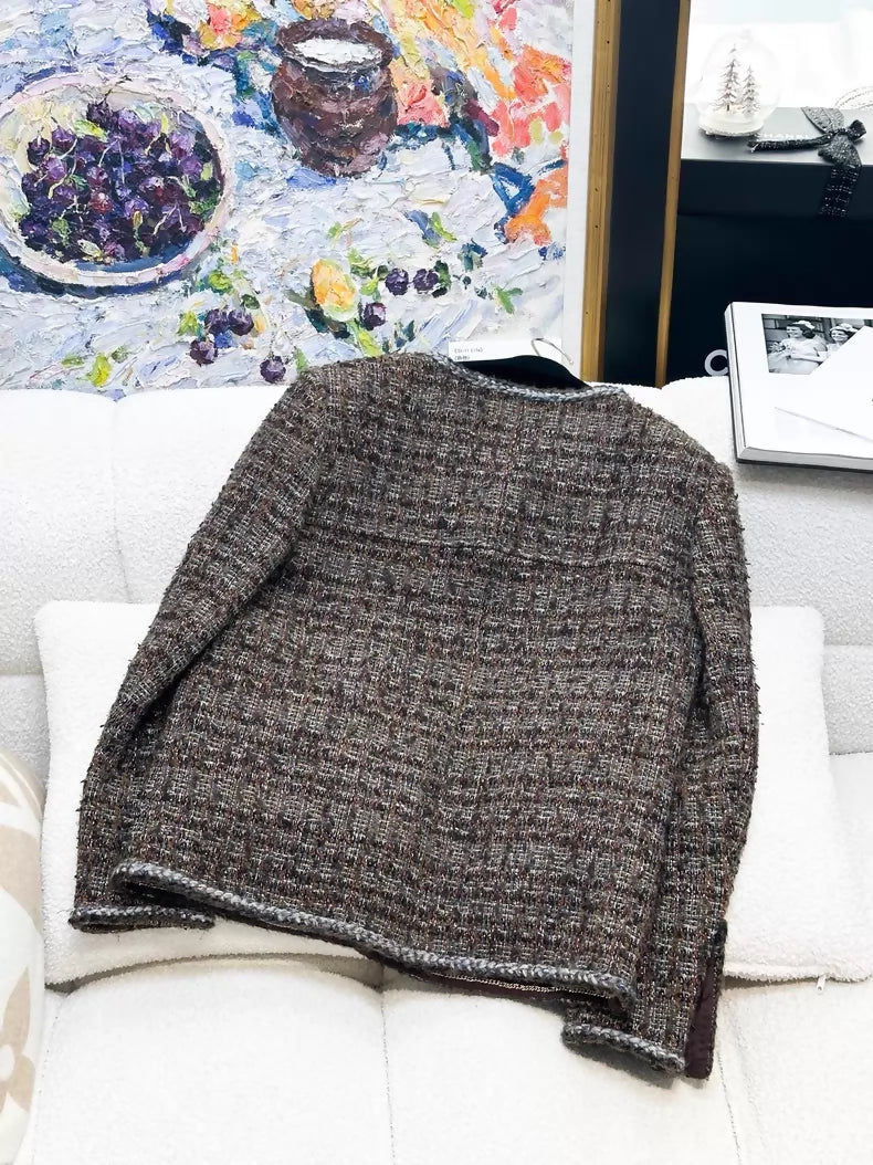 Chanel 18k dark green, brown tweed jacket