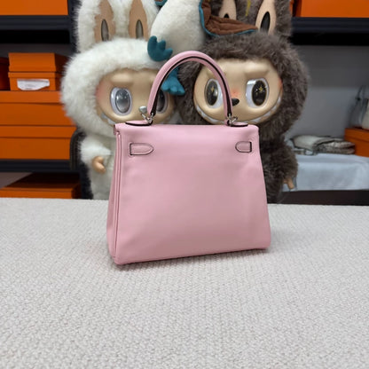 Hermes Kelly 25 3Q pink Sakura Swift leather palladium hardware
