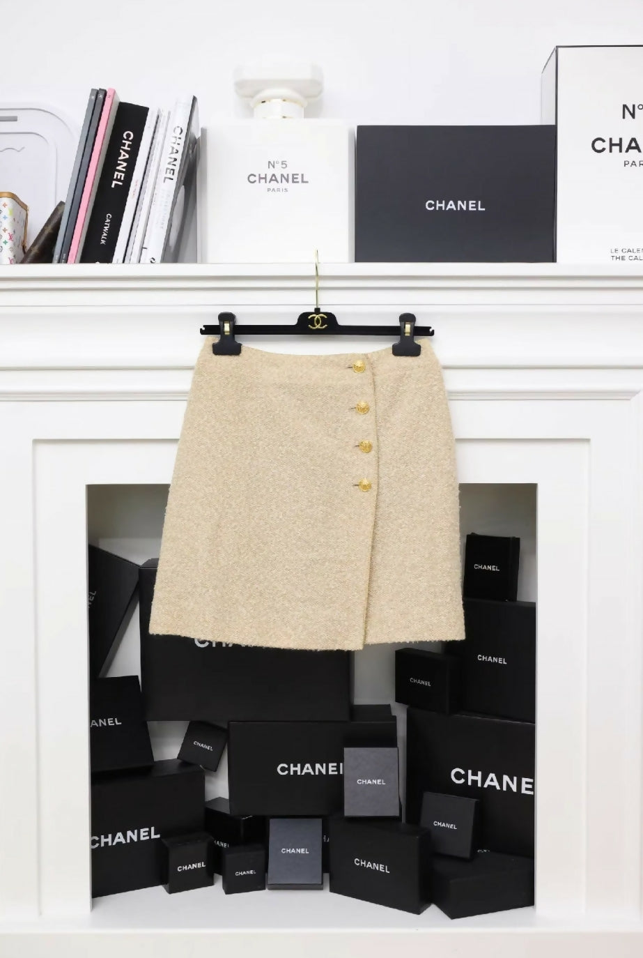 Chanel 1996 gold tweed Jacket, Skirt, and Vest Three-Piece set