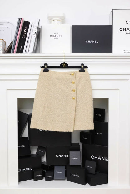 Chanel 1996 gold tweed Jacket, Skirt, and Vest Three-Piece set