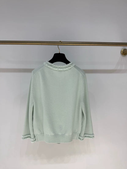 Chanel 25S mint green lace cardigan