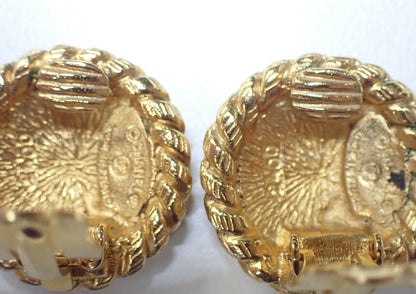 Chanel Vintage Gold Plated Coco Mark Round Clip-on Earrings