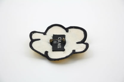 Chanel Vintage 95 Yellow Embroidered Camellia Brooch