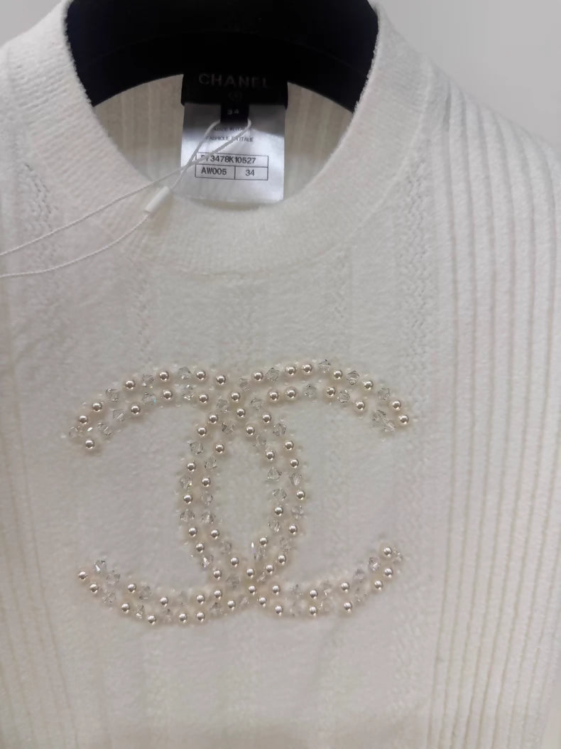Chanel 22B Double C Pearl Knit Top