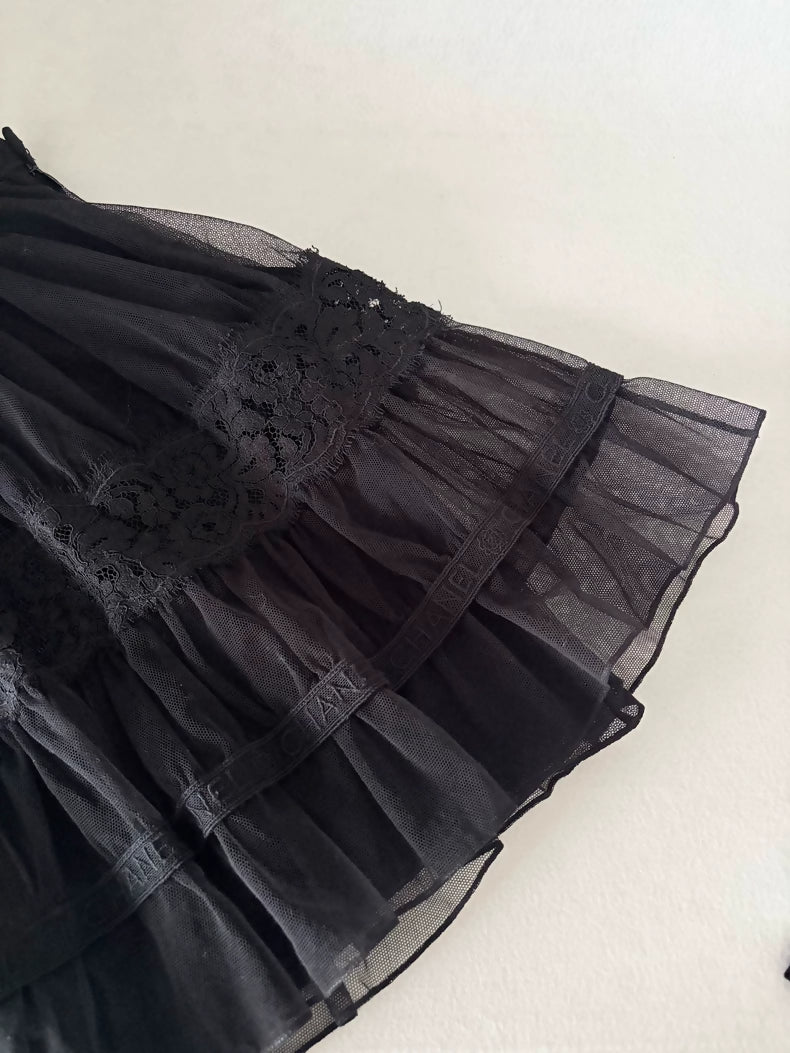 Chanel 25b black lace skirt