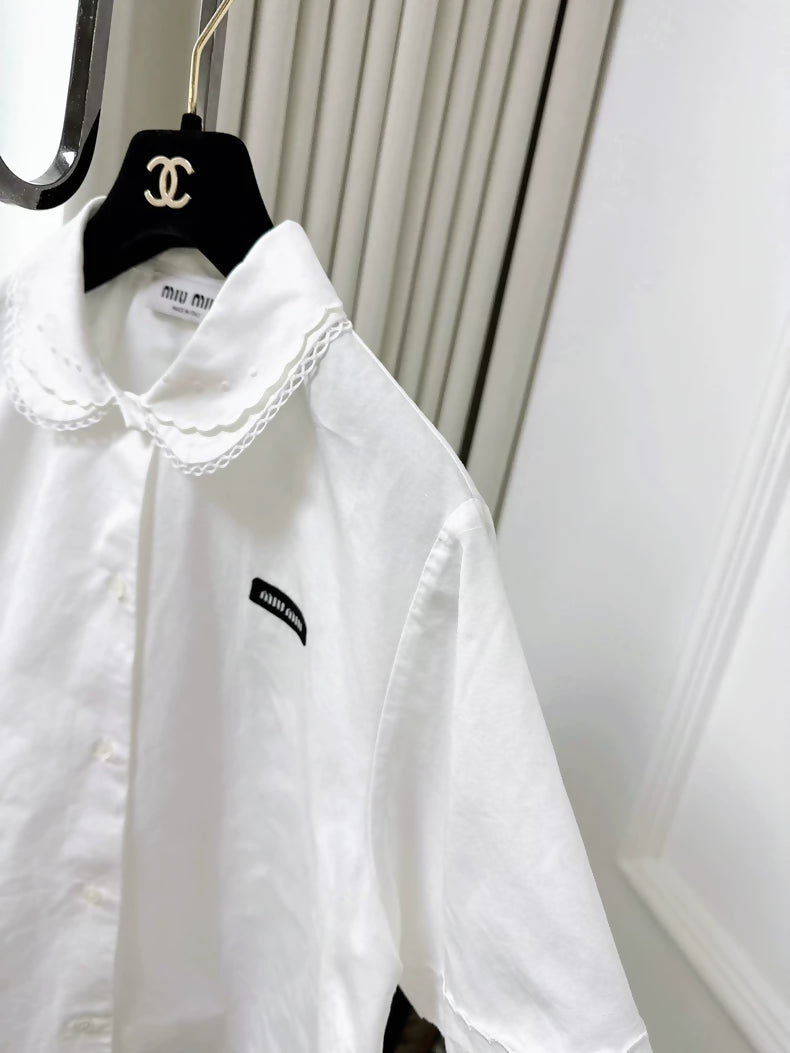 Miu Miu 25ss white short-sleeved shirt