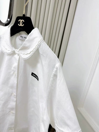 Miu Miu 25ss white short-sleeved shirt