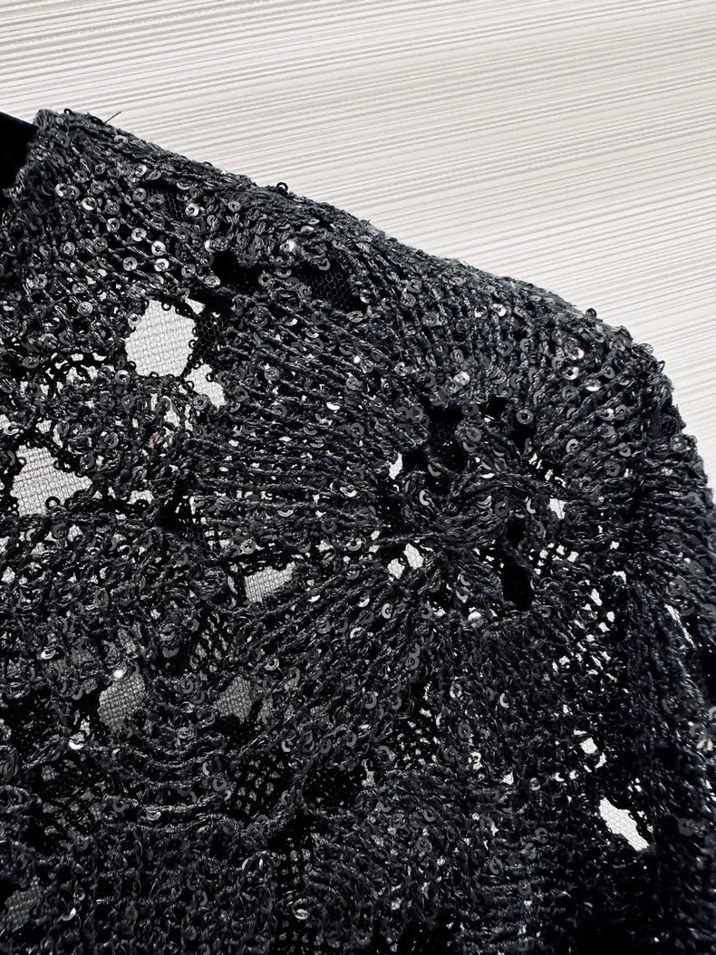 Chanel 24S black lace jacket and skirt set
