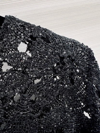 Chanel 24S black lace jacket and skirt set
