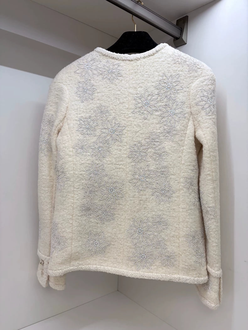Chanel 2015 Rhinestone ecru Tweed Jacket
